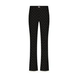 Polkadot Black Vintage Hearts LONG PANT Hi Rise w Ecru Cluny -NEW