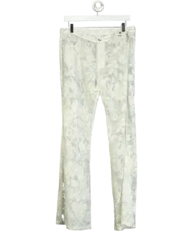 PROD Cream Velvet-flocked Semi-sheer Trousers UK M