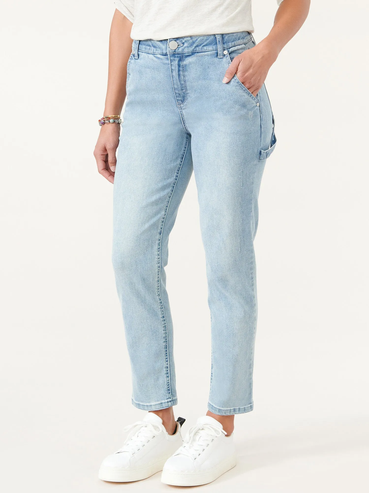 "Ab"solution® Light Blue Slim Straight High Rise Carpenter Jeans