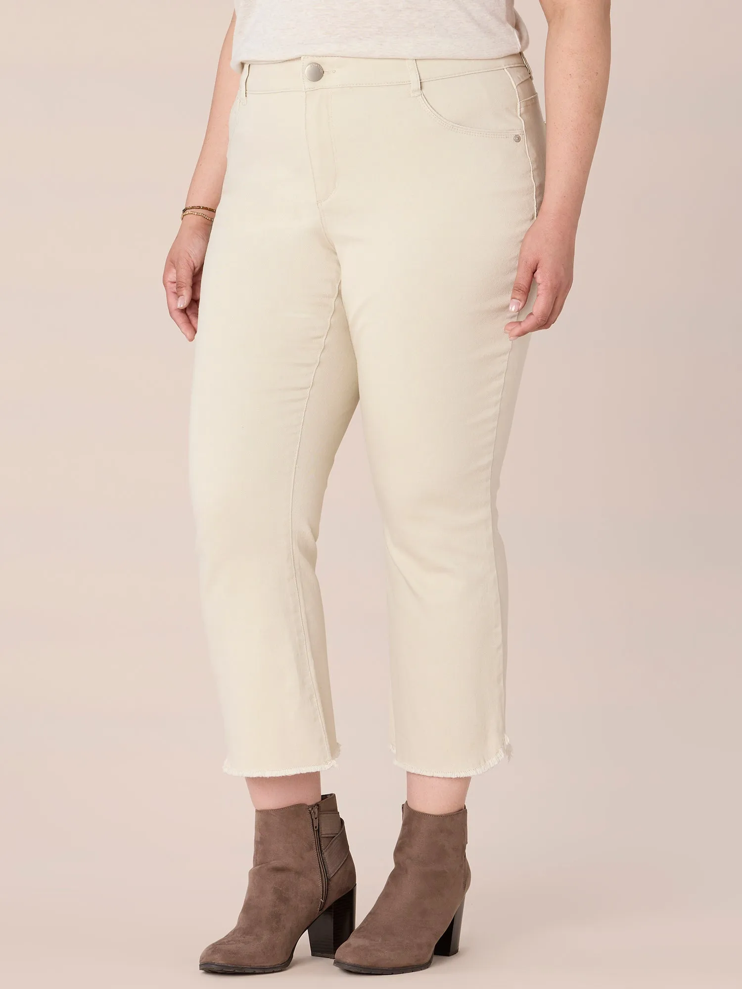 "Ab"solution® Plus Size High Rise Cropped Tulip Fray Hem Barely Boot