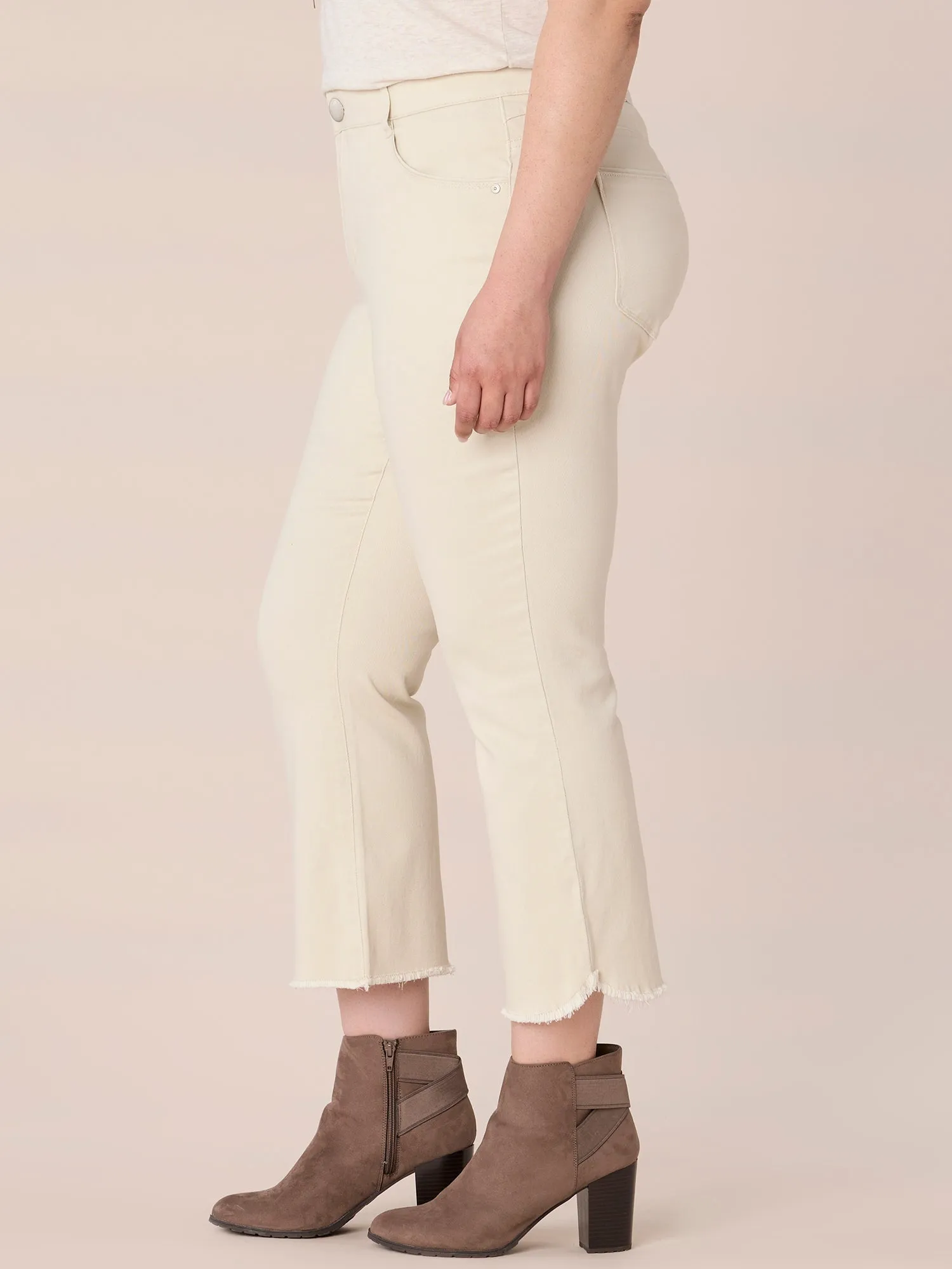 "Ab"solution® Plus Size High Rise Cropped Tulip Fray Hem Barely Boot