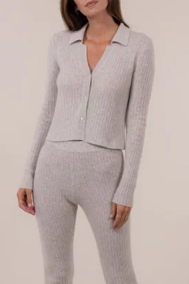 RIBBED CROPPED CARDIGAN TOP