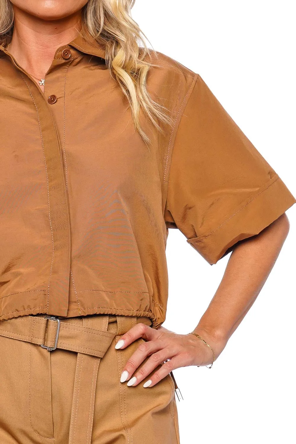 Ryett Cotton Faille Cropped Shirt