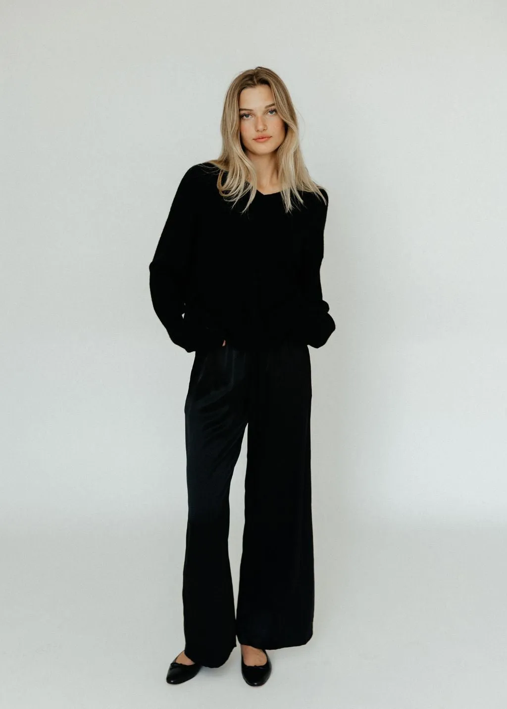 Sablyn Brynn High Rise Pull On Wide Leg Pant in Black