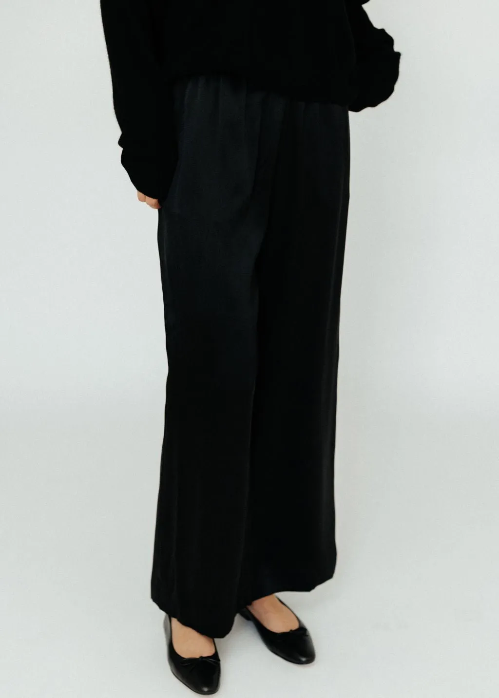 Sablyn Brynn High Rise Pull On Wide Leg Pant in Black