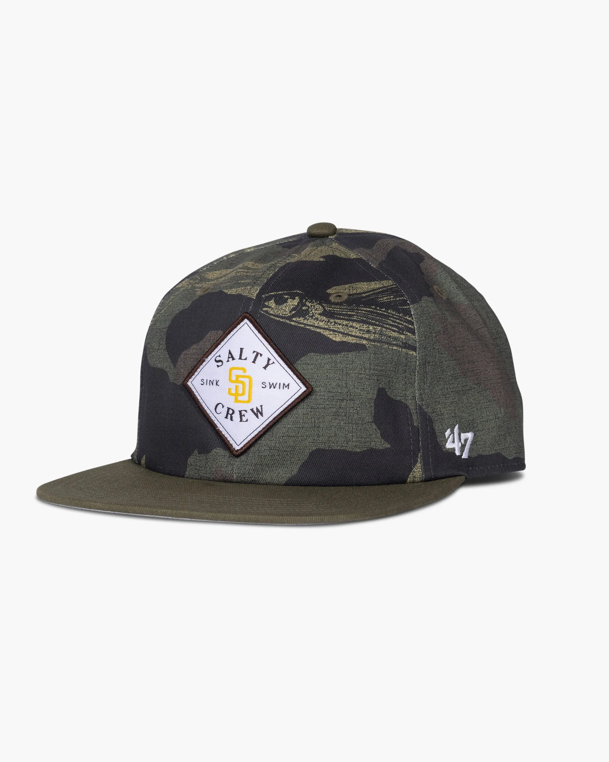 Salty Crew x Padres x 47 Camo Unstructured Snapback