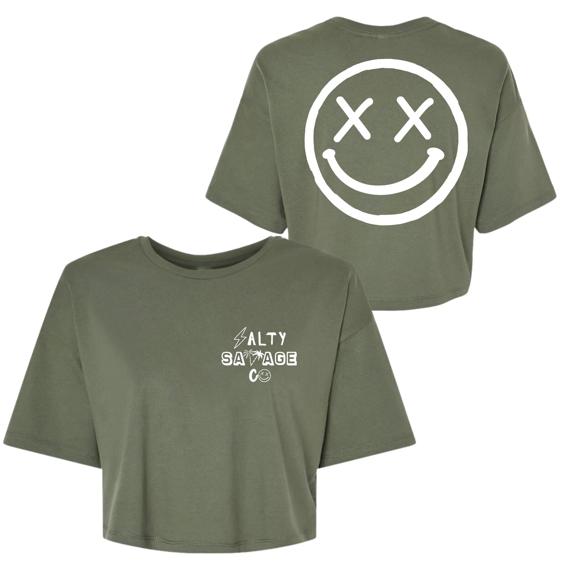 Salty Savage Ladies "OG Smile" Performance Crop Tee | Mix Up Edition