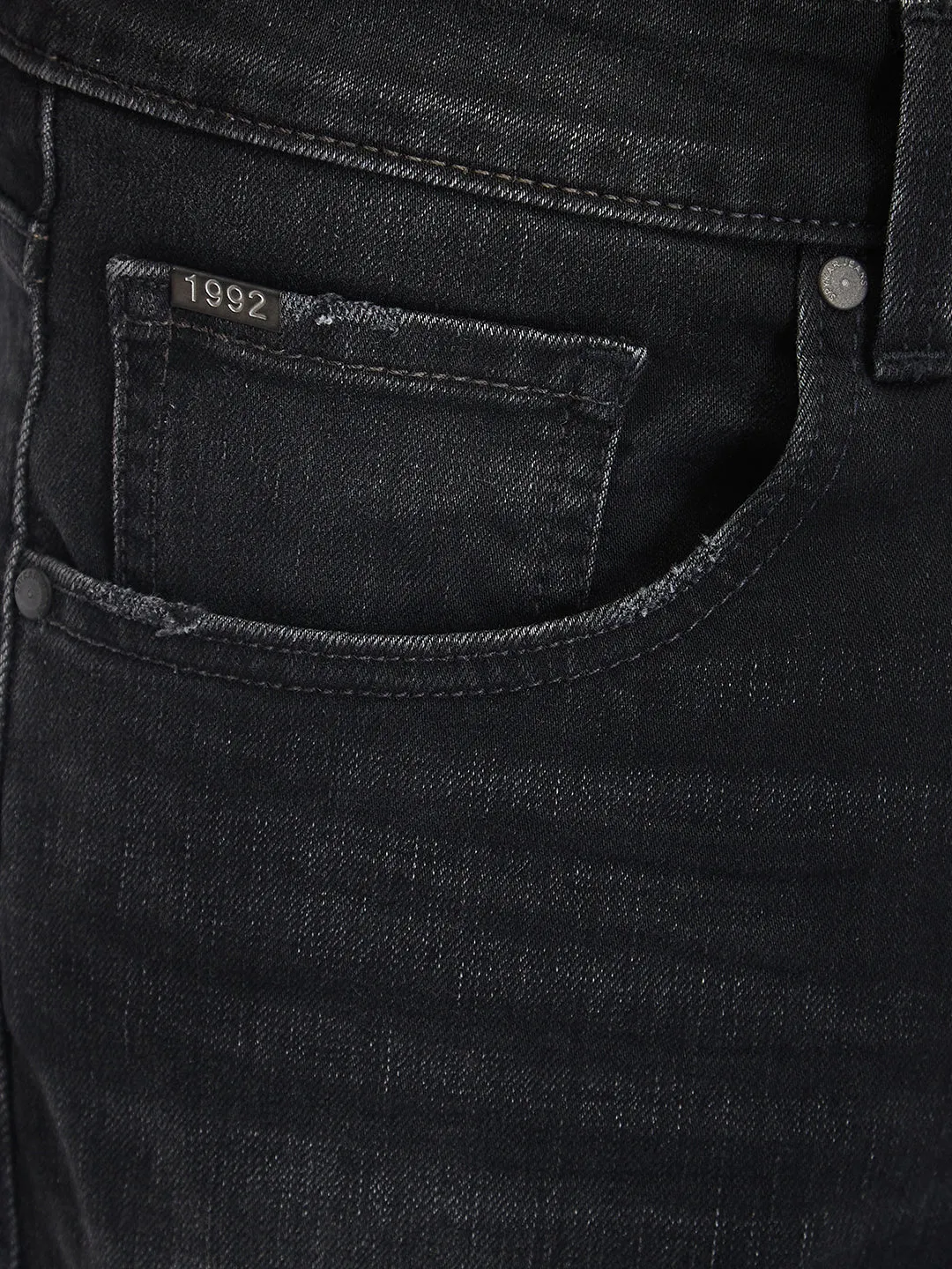 Spykar Black Comfort Fit Mid Rise Jeans For Men