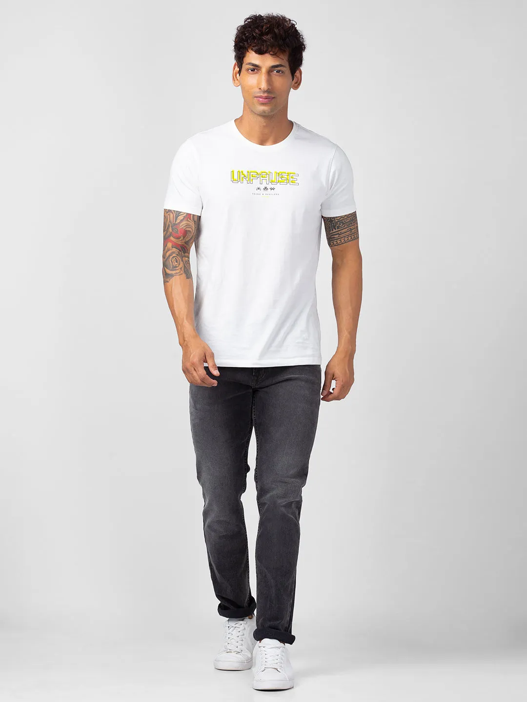 Spykar Men Dark Grey Cotton Comfort Fit Straight Length Jeans (Ricardo)