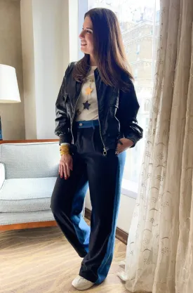 Suiting Contrast Denim Straight Leg Trousers