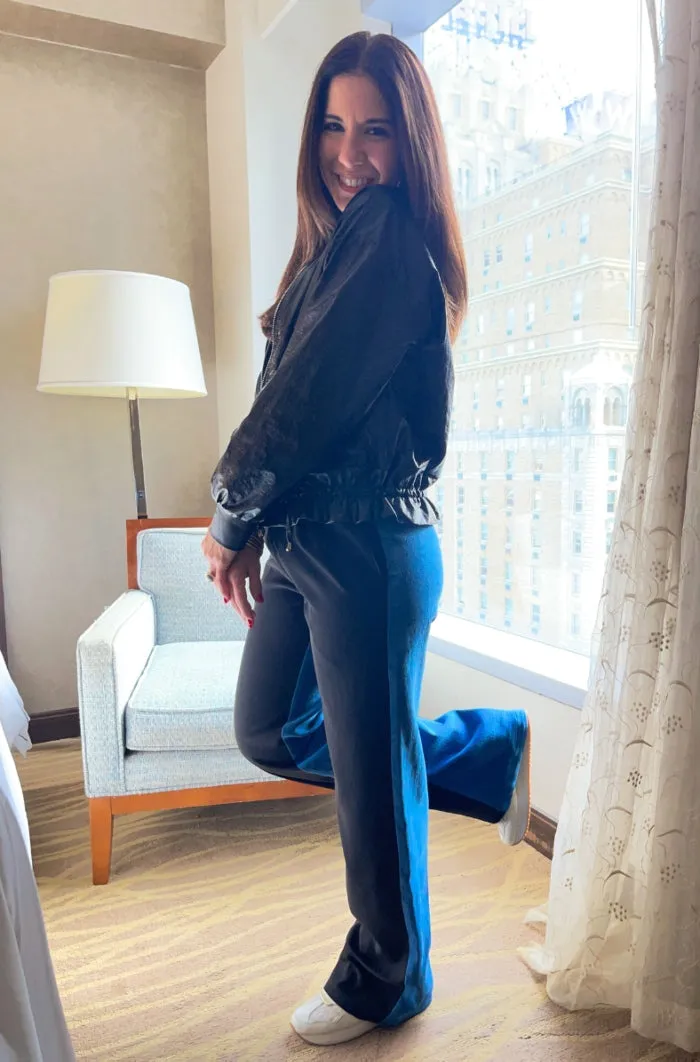 Suiting Contrast Denim Straight Leg Trousers