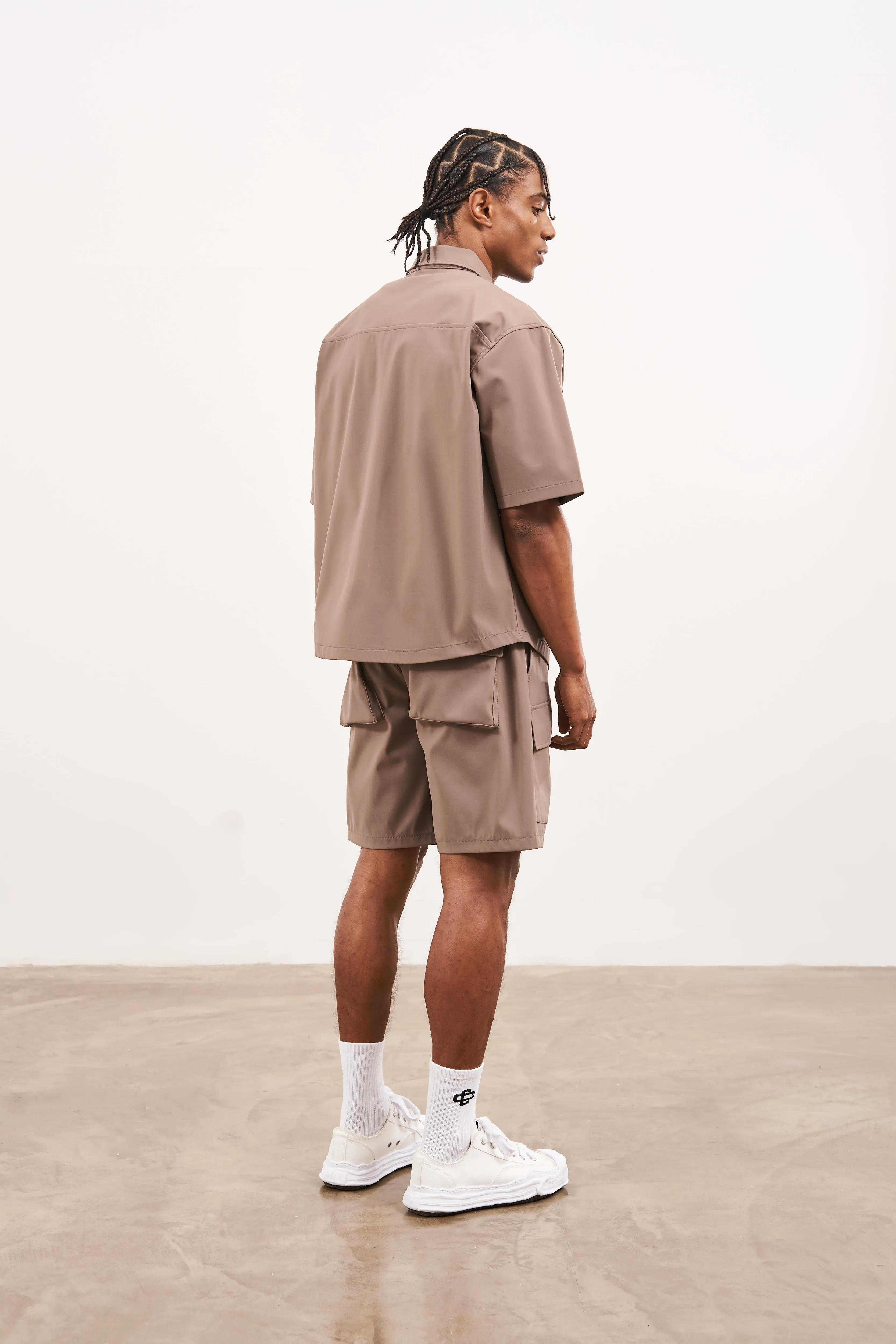 TECHNICAL HEAVYWEIGHT ZIP OVERSHIRT - COFFEE