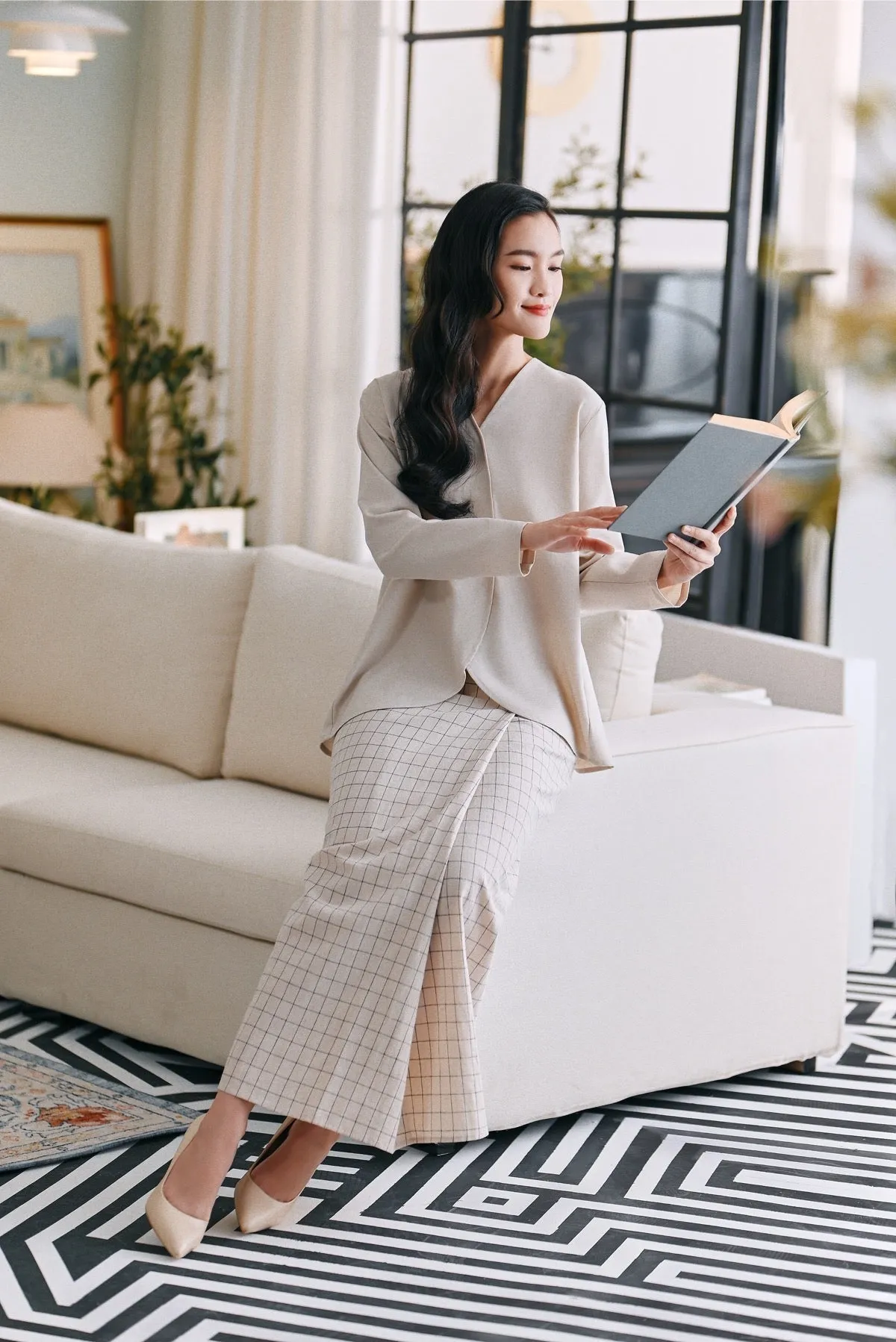 The Caya Women Bintang Folded Skirt - Good Champagne Checked