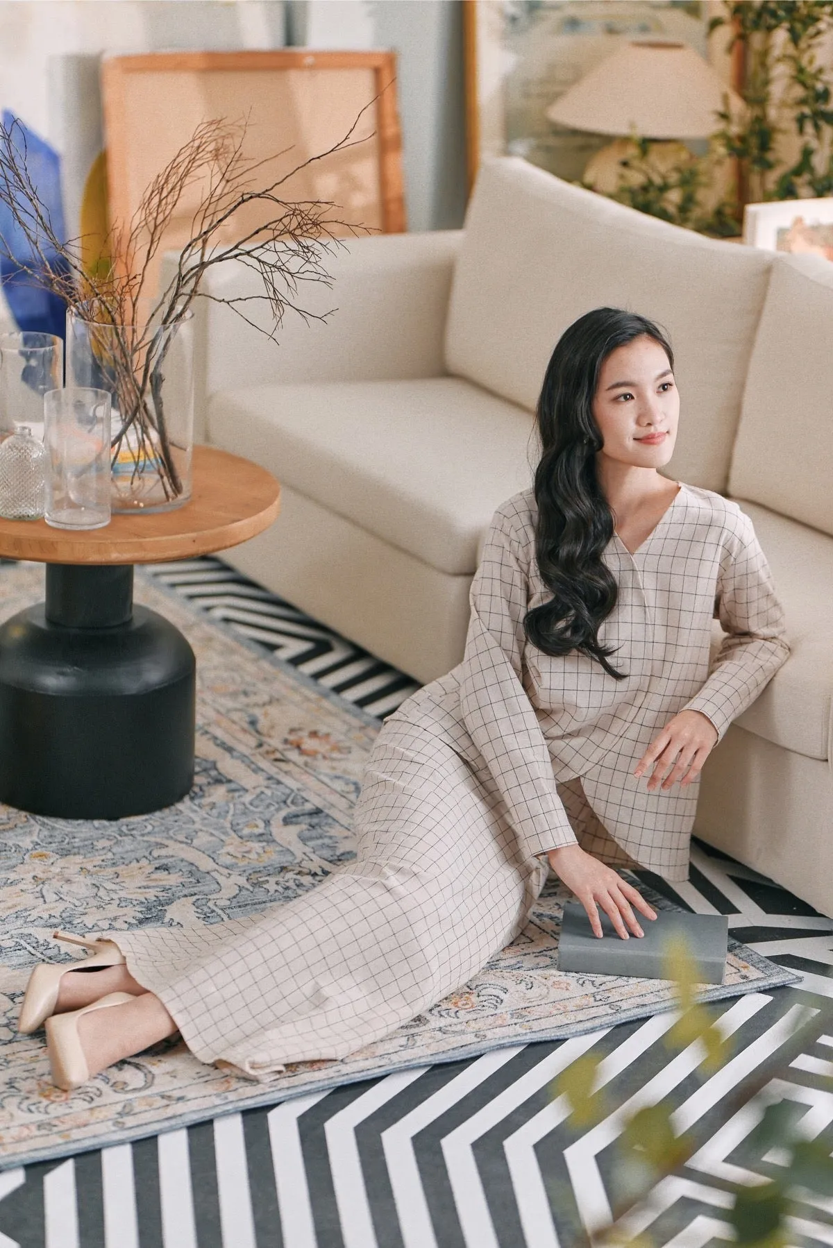 The Caya Women Bintang Folded Skirt - Good Champagne Checked