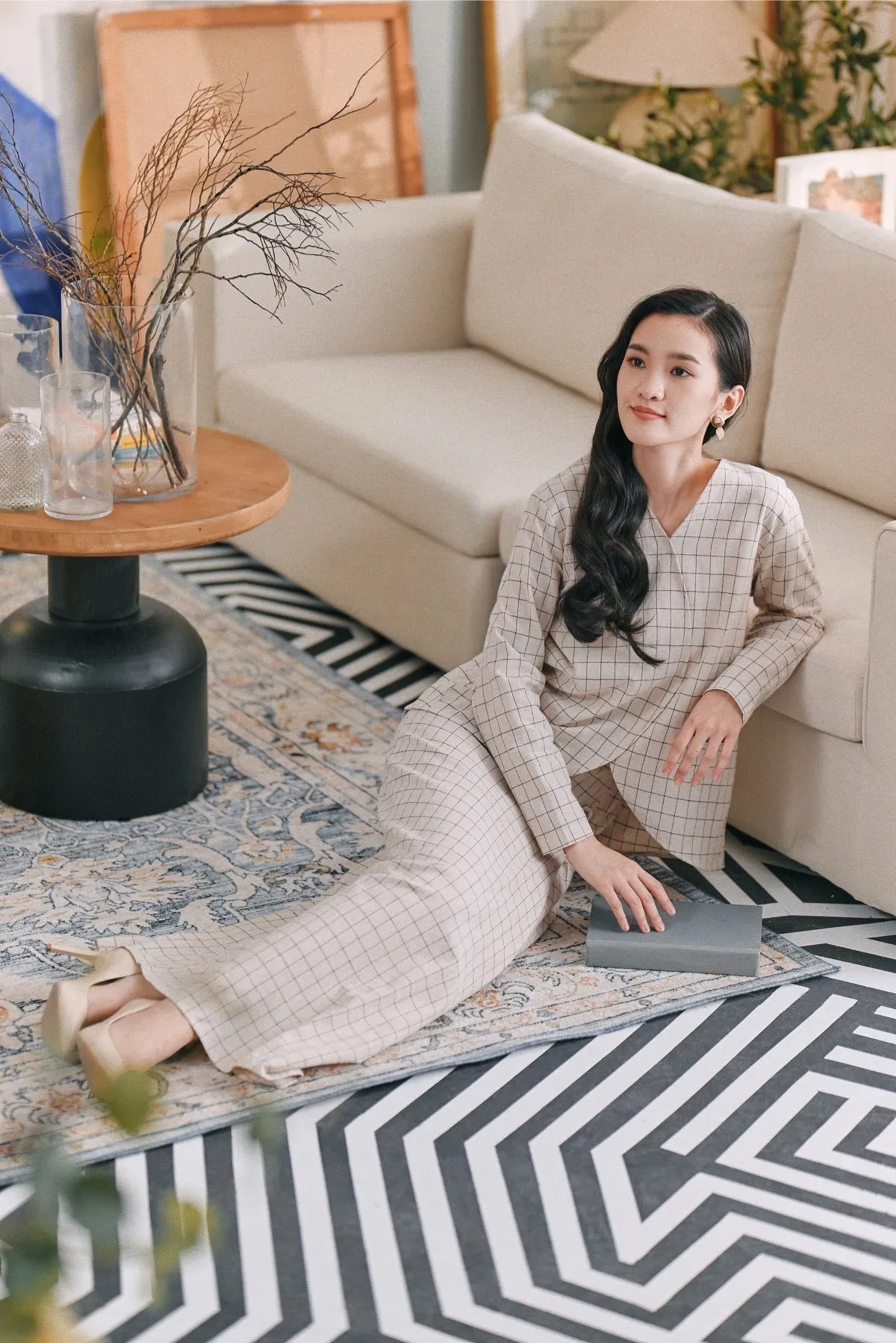 The Caya Women Bintang Folded Skirt - Good Champagne Checked