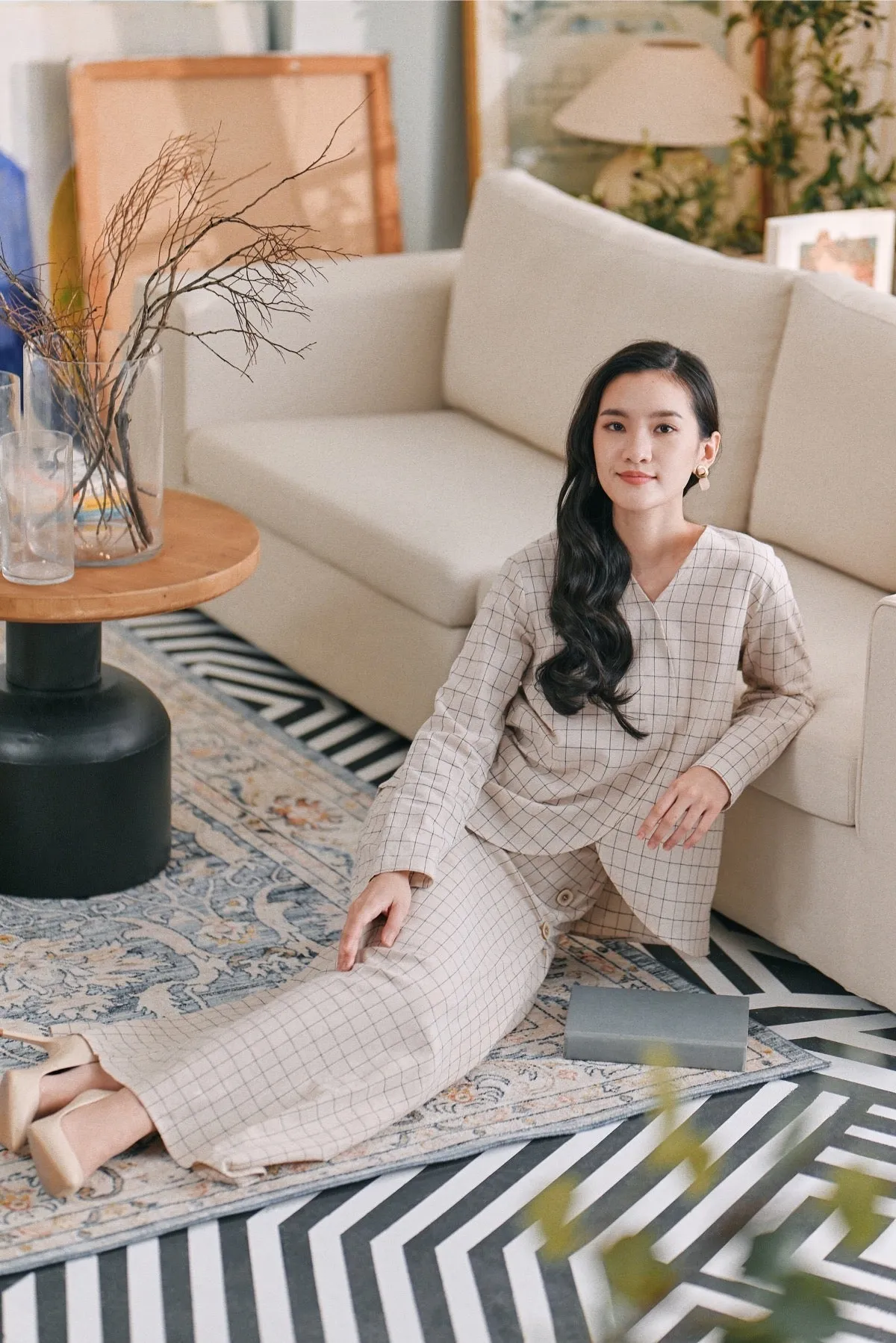 The Caya Women Bintang Folded Skirt - Good Champagne Checked