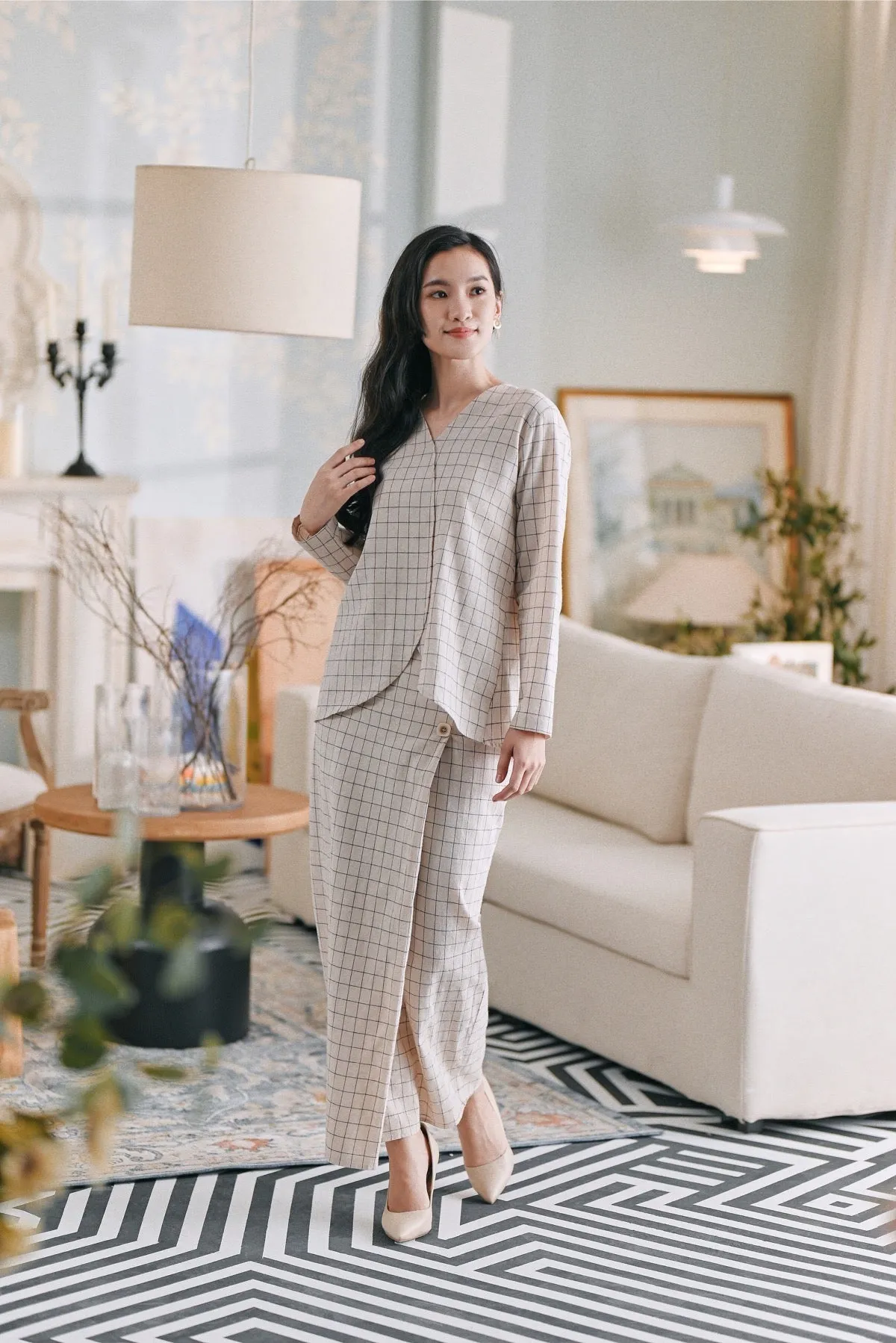 The Caya Women Bintang Folded Skirt - Good Champagne Checked
