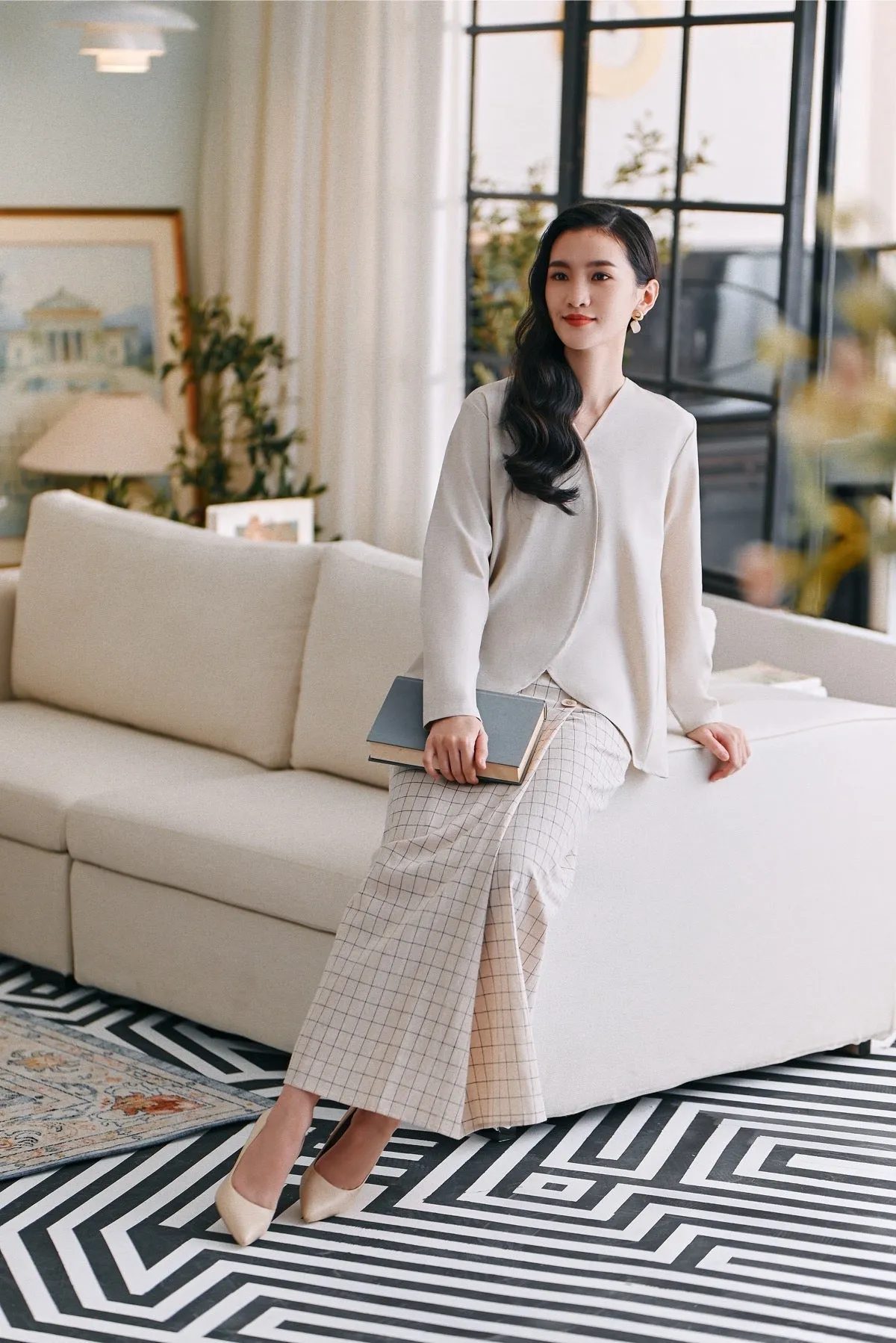 The Caya Women Bintang Folded Skirt - Good Champagne Checked