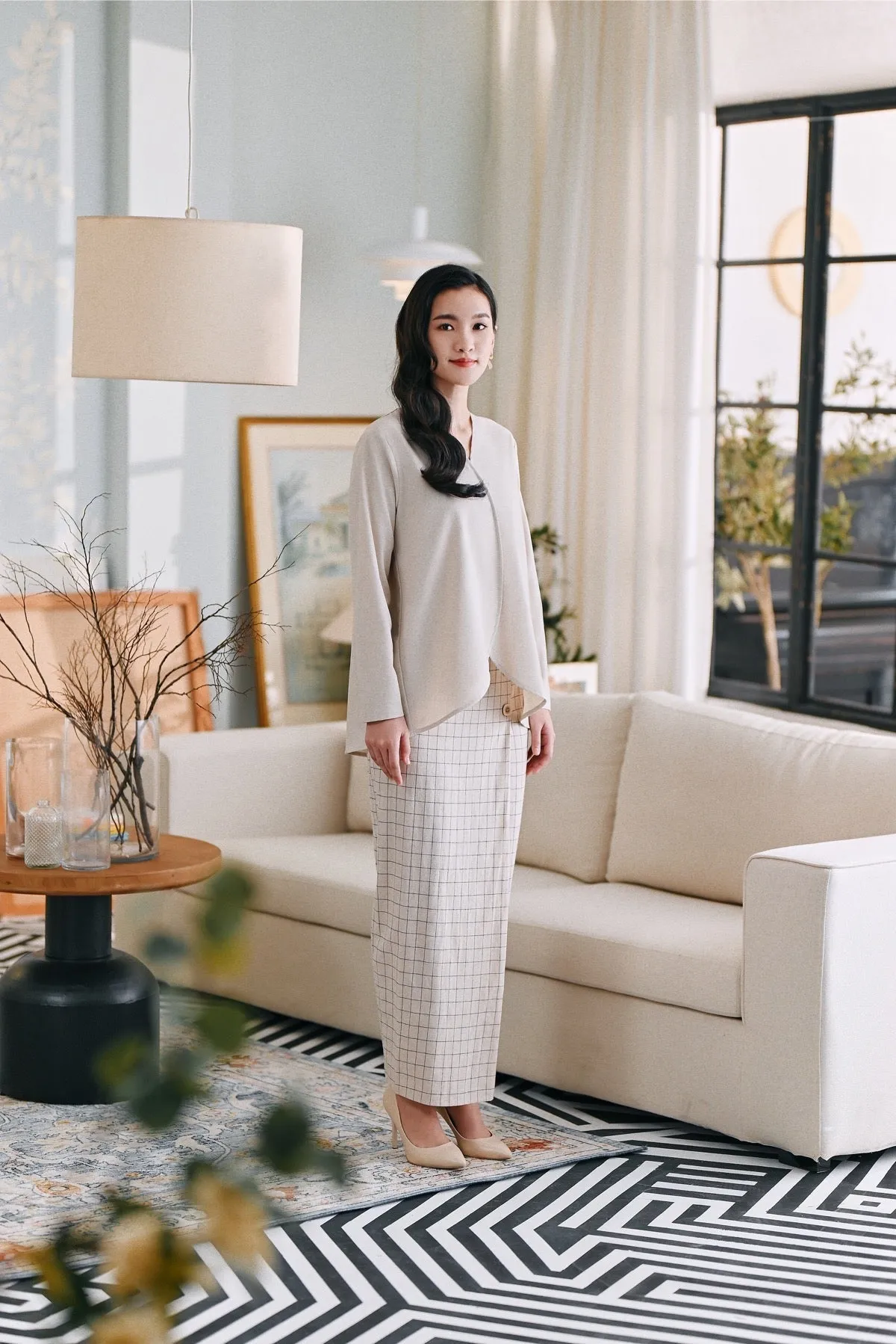 The Caya Women Bintang Folded Skirt - Good Champagne Checked