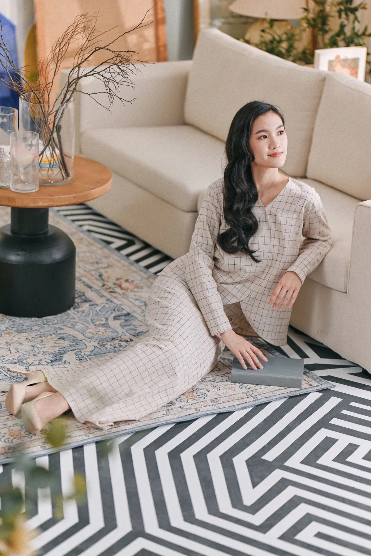 The Caya Women Bintang Folded Skirt - Good Champagne Checked