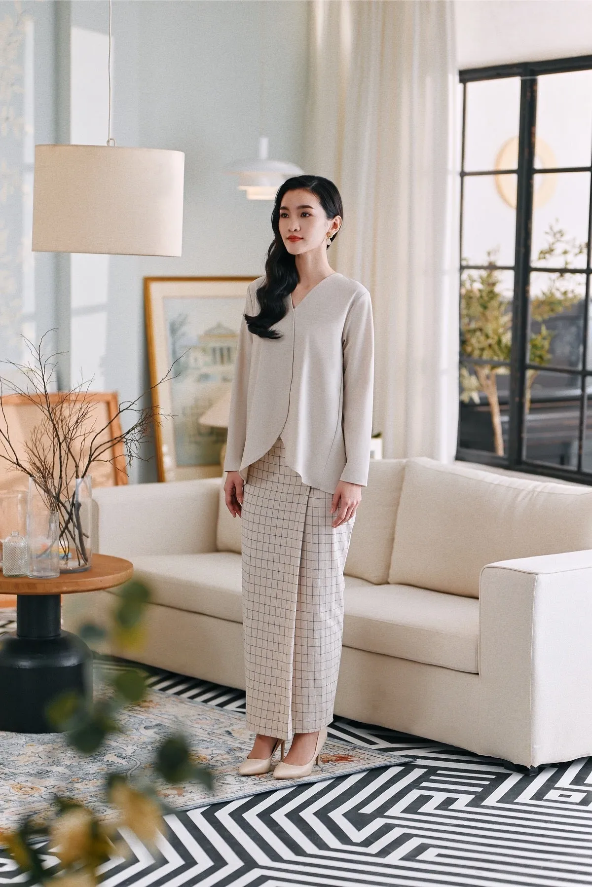 The Caya Women Bintang Folded Skirt - Good Champagne Checked