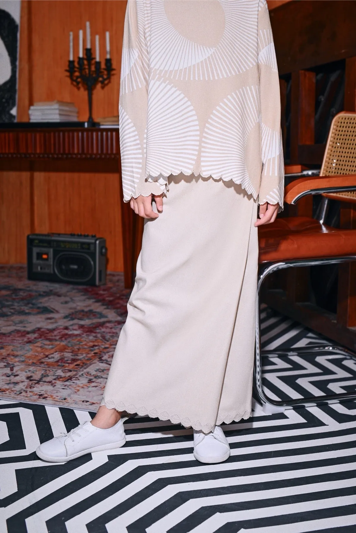 The Congkak Folded Skirt - Khaki