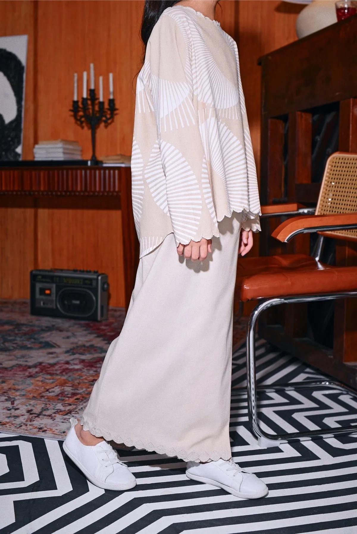 The Congkak Folded Skirt - Khaki