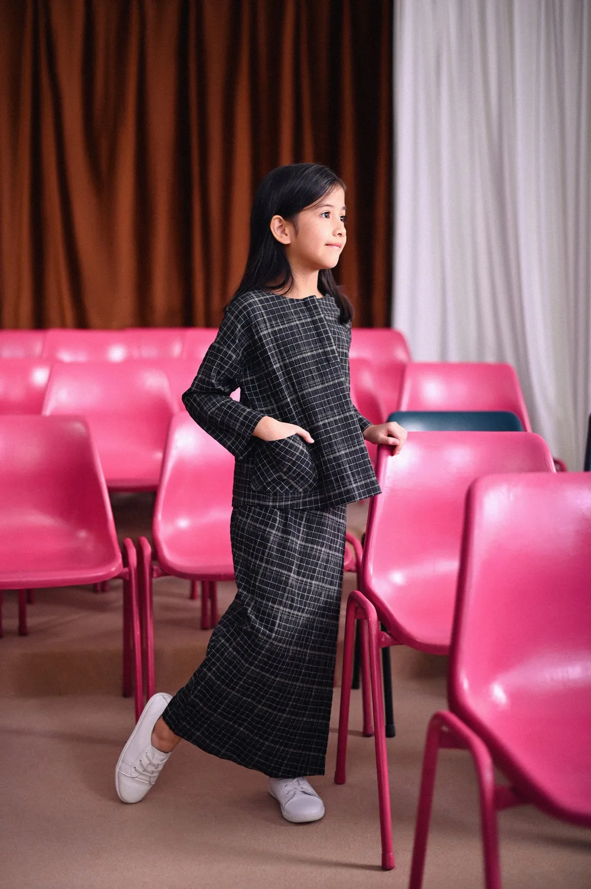 The Dulu Kita Folded Skirt - Kita Black Checked