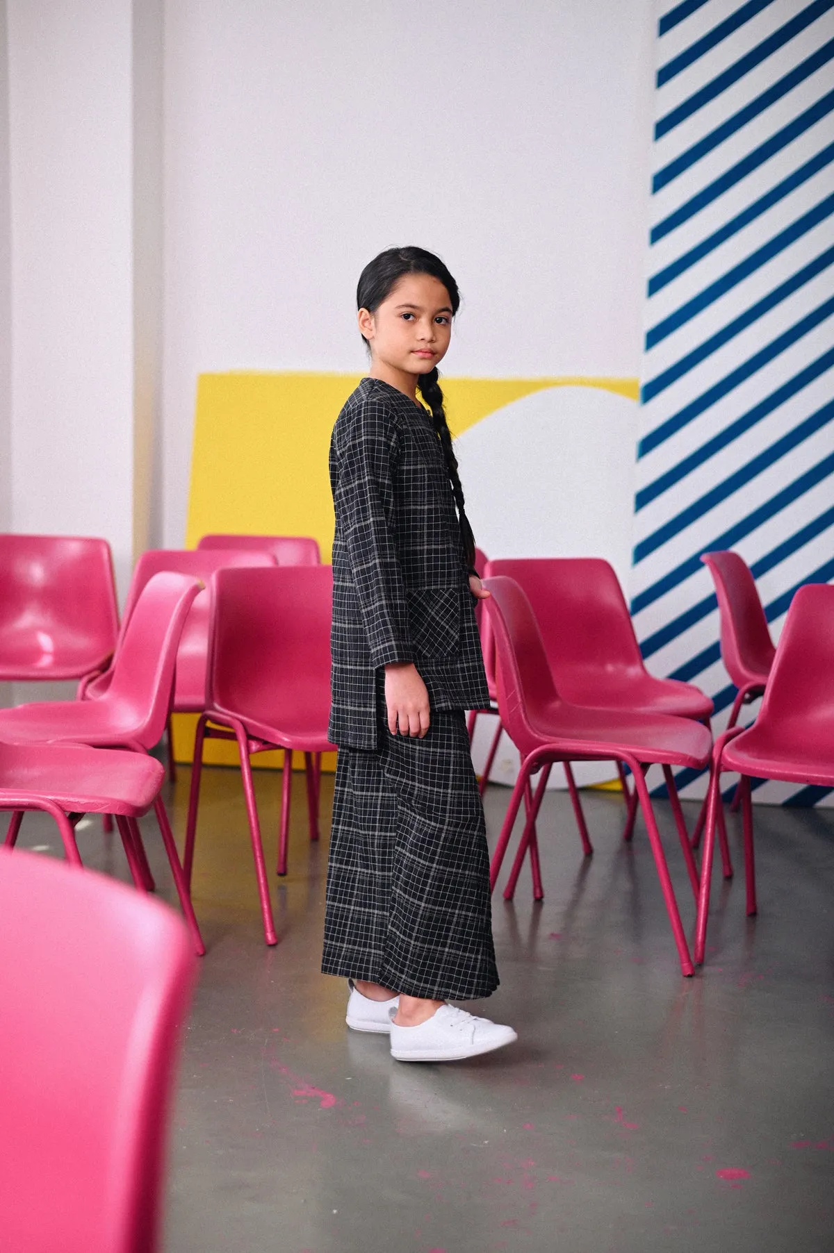 The Dulu Kita Folded Skirt - Kita Black Checked
