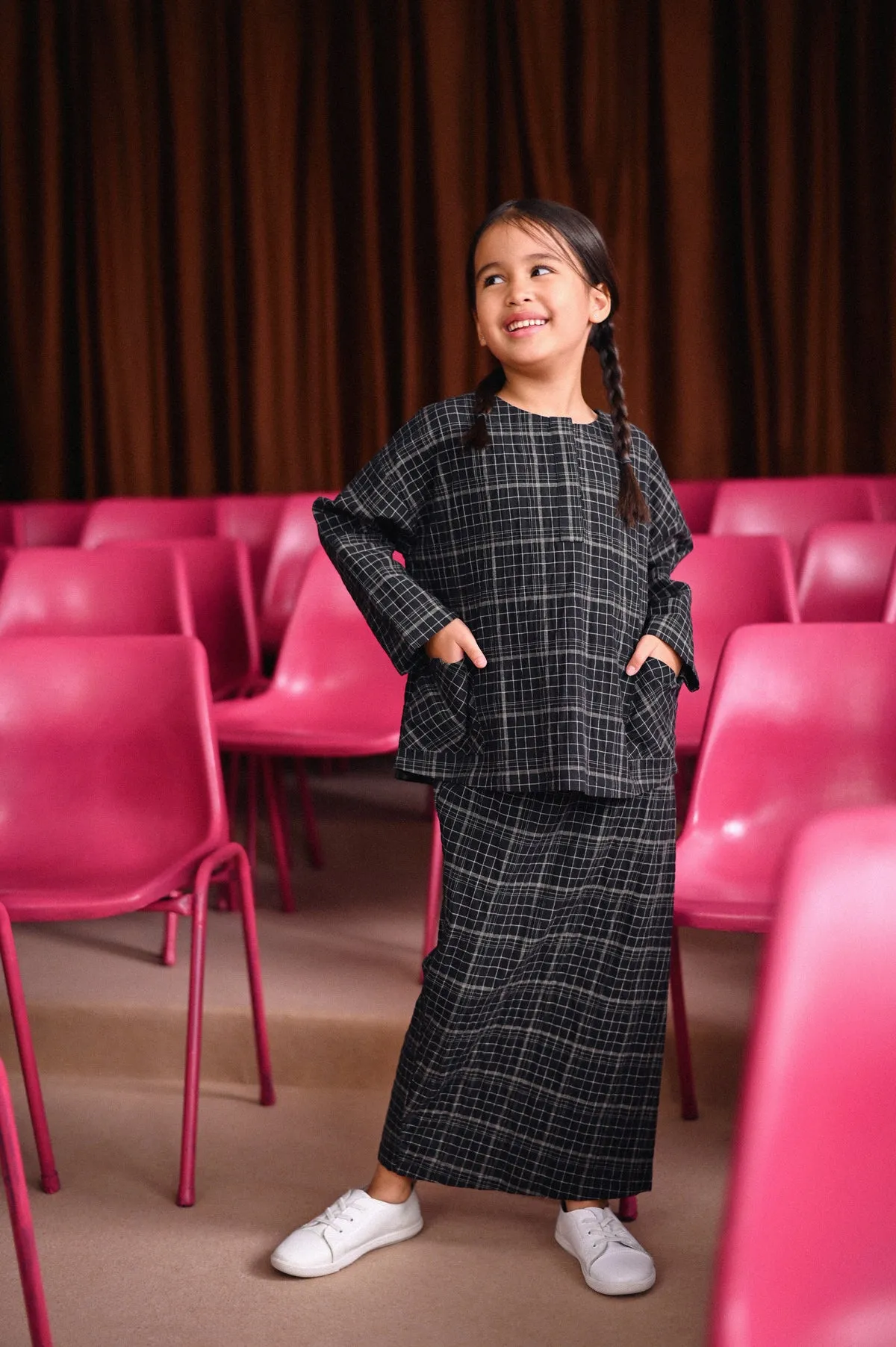 The Dulu Kita Folded Skirt - Kita Black Checked
