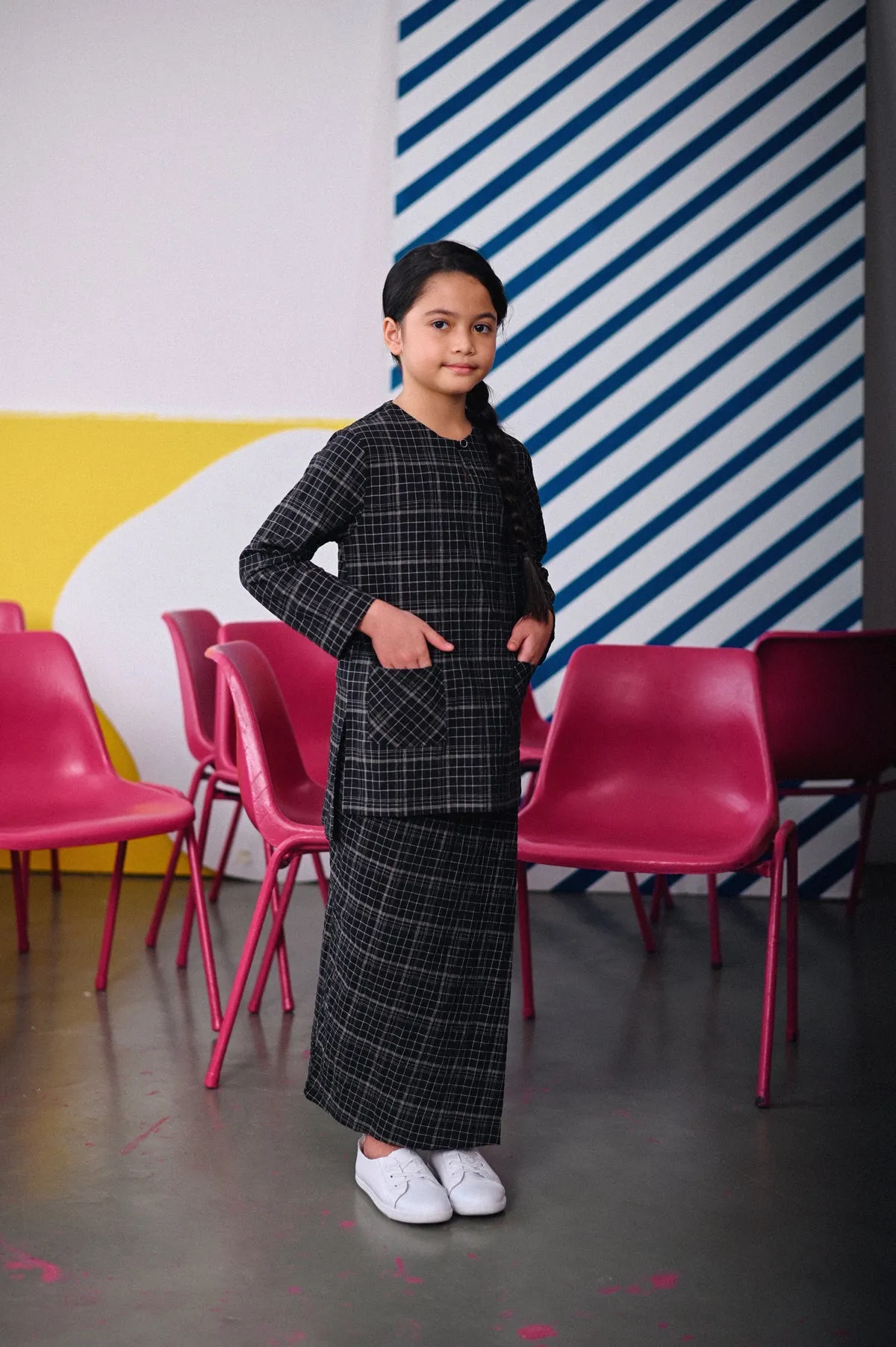 The Dulu Kita Folded Skirt - Kita Black Checked