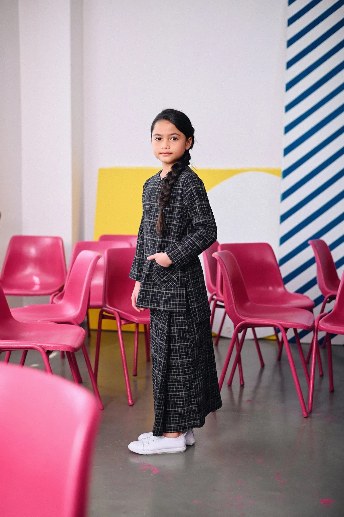 The Dulu Kita Folded Skirt - Kita Black Checked