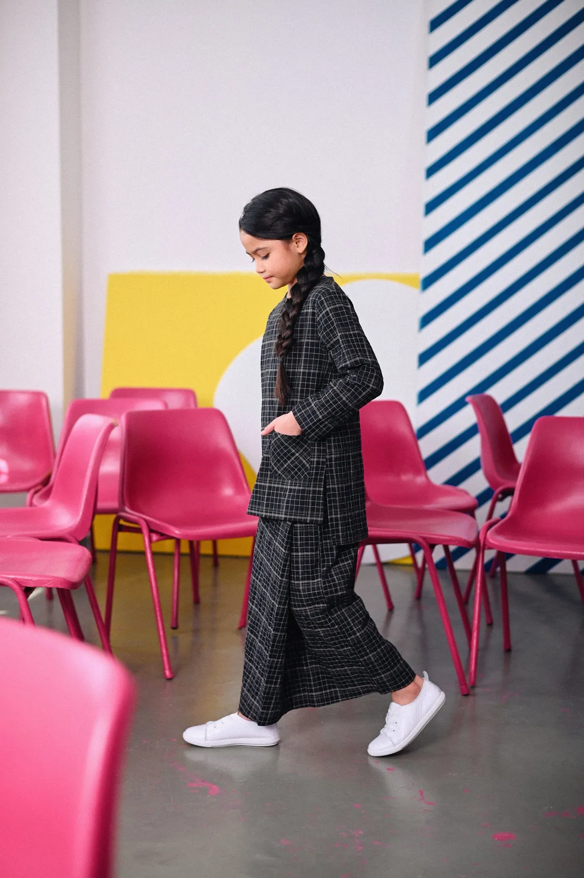 The Dulu Kita Folded Skirt - Kita Black Checked