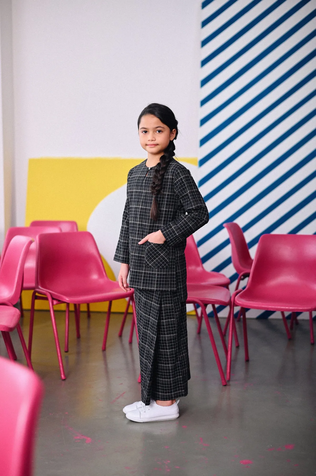 The Dulu Kita Folded Skirt - Kita Black Checked