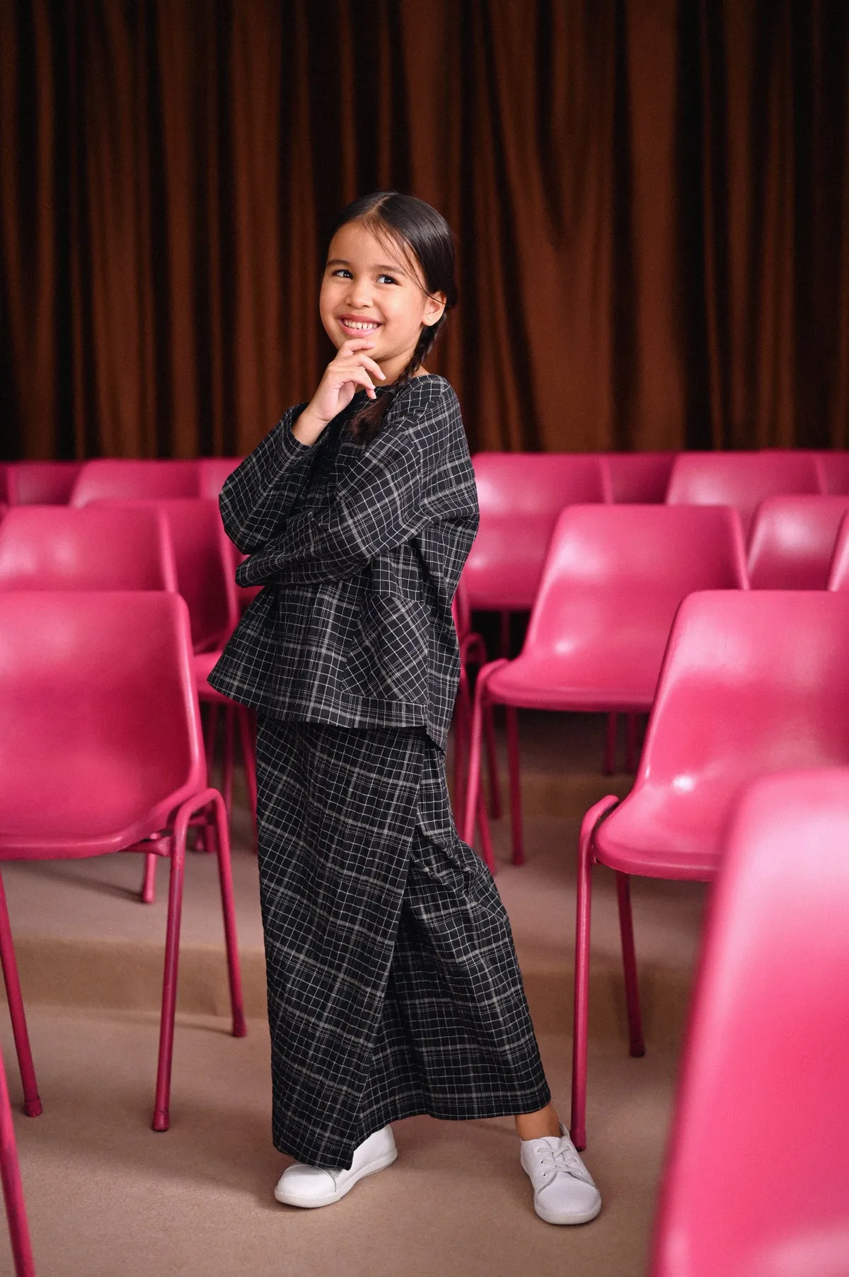 The Dulu Kita Folded Skirt - Kita Black Checked