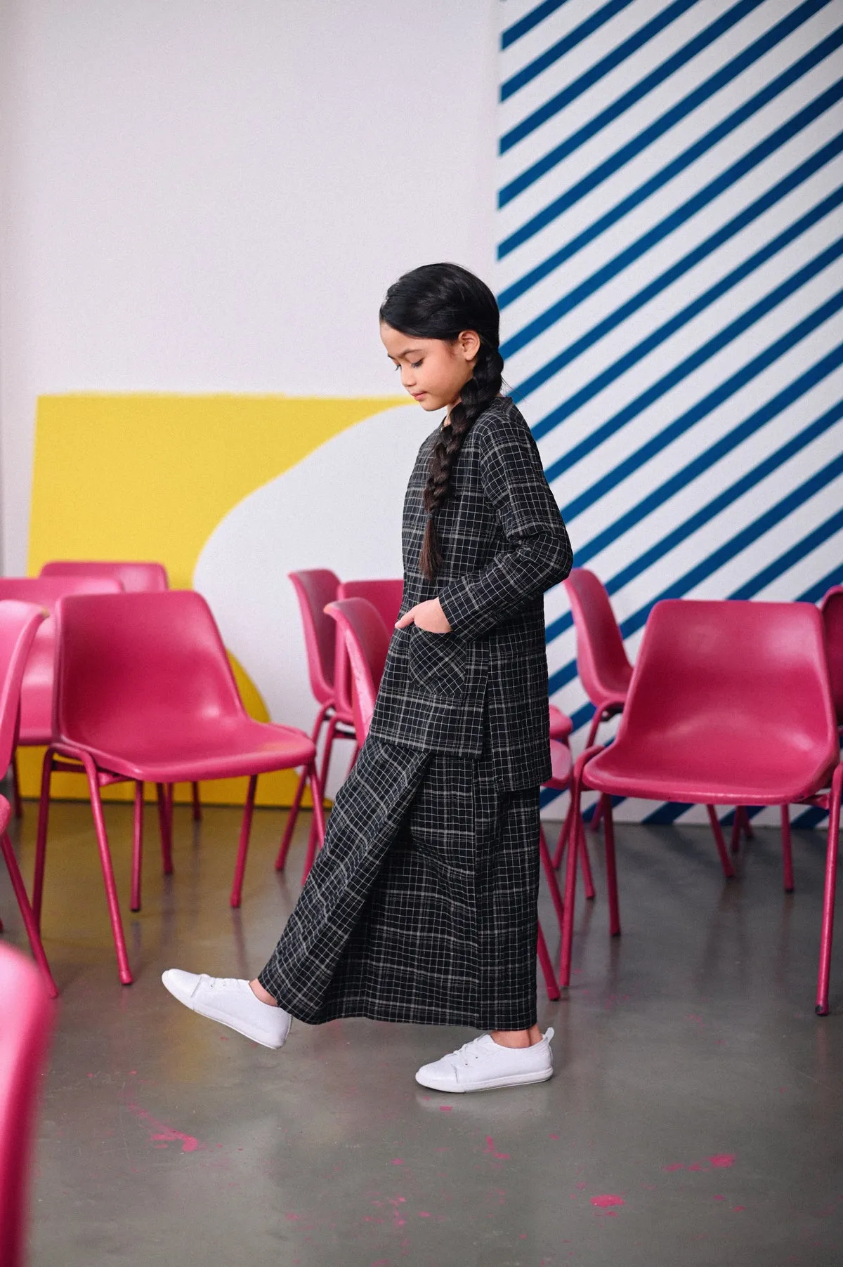 The Dulu Kita Folded Skirt - Kita Black Checked