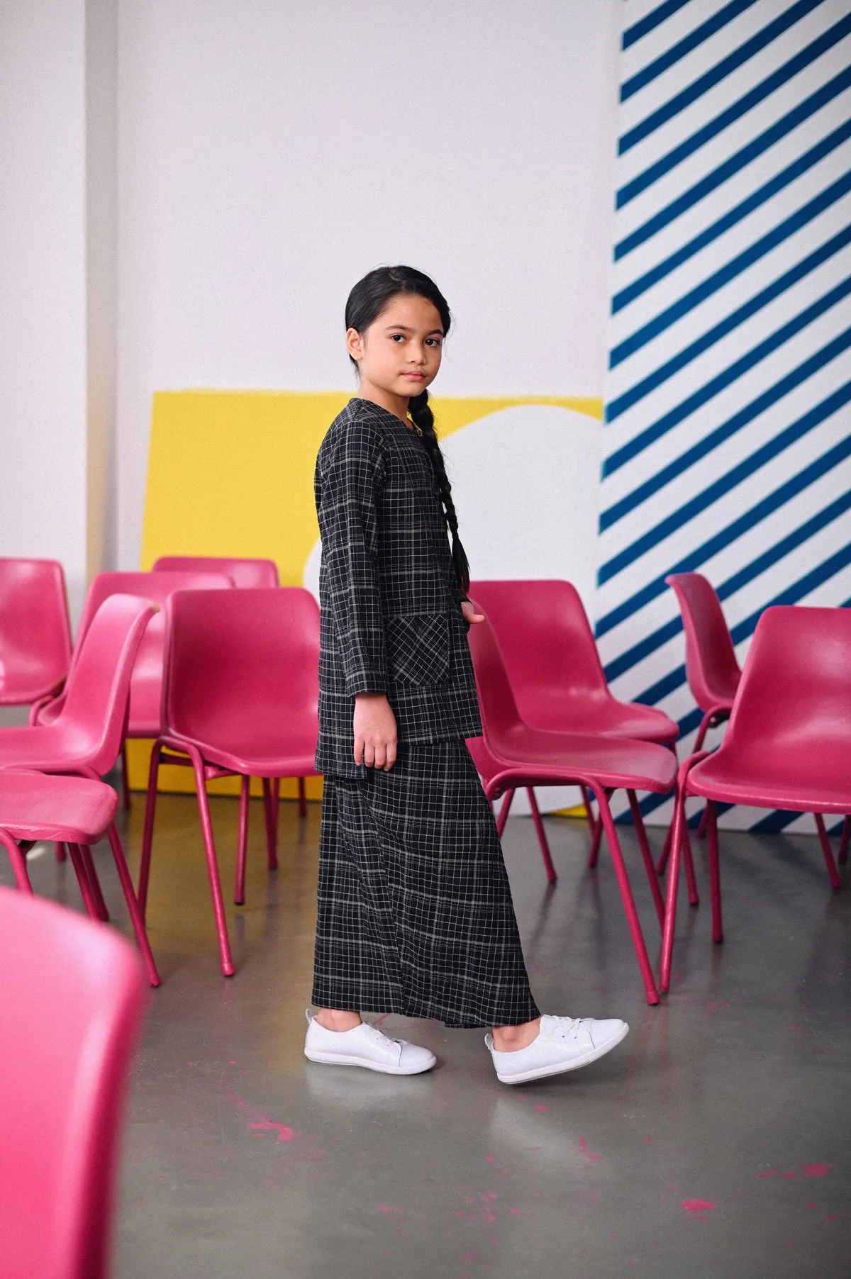 The Dulu Kita Folded Skirt - Kita Black Checked