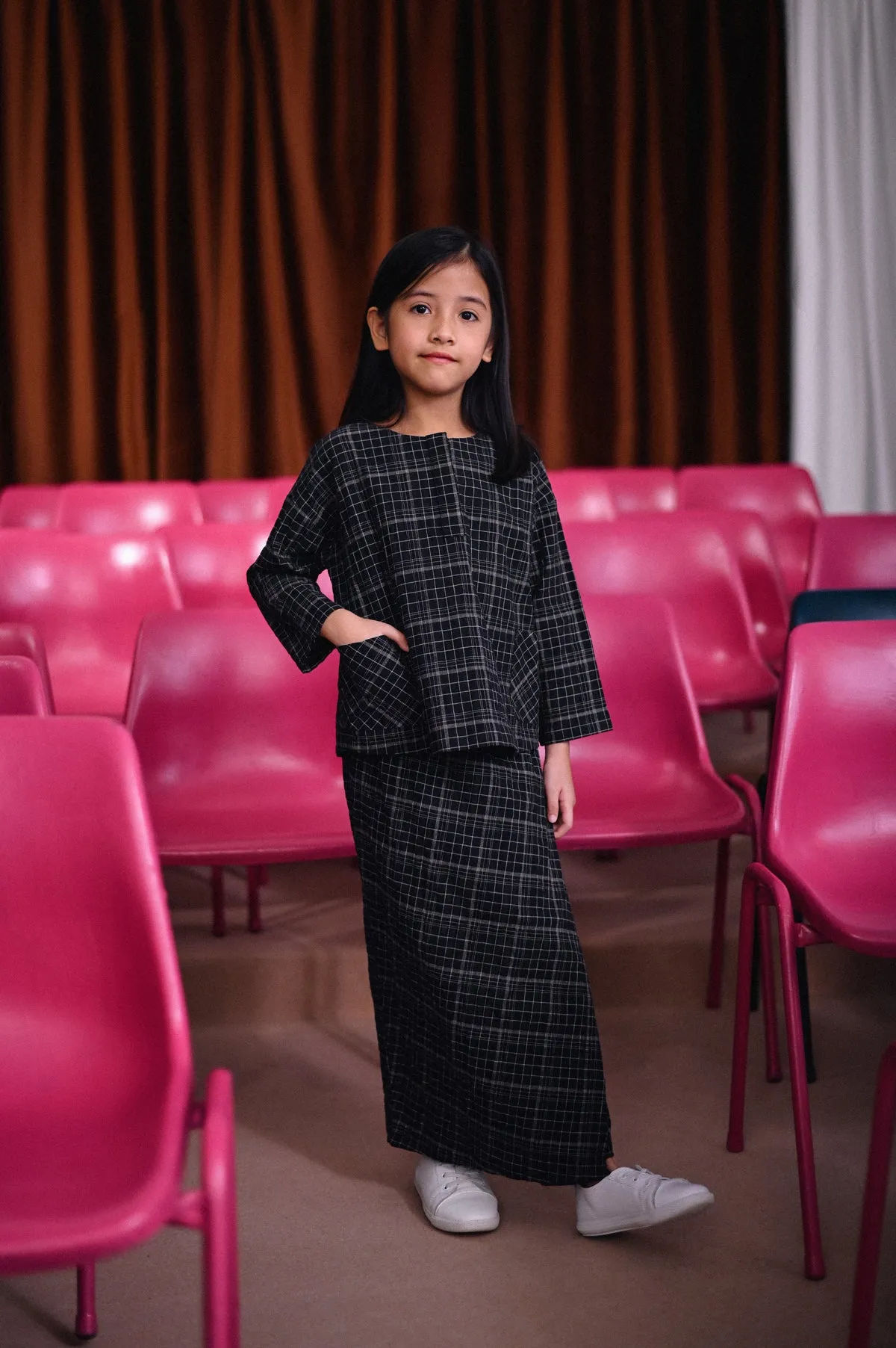 The Dulu Kita Folded Skirt - Kita Black Checked