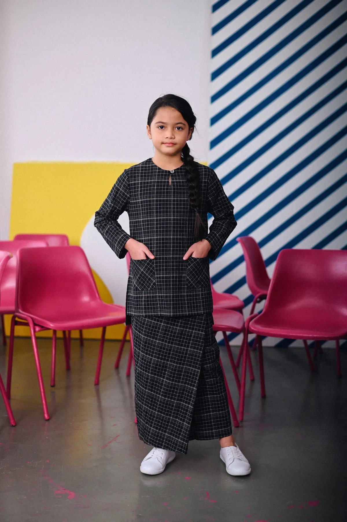 The Dulu Kita Folded Skirt - Kita Black Checked