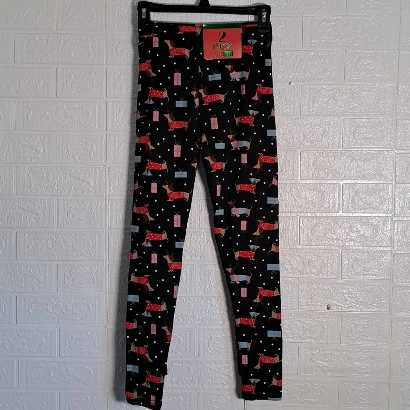 Two Pack ShoSho Leggings Buttery Soft Christmas Dachshund