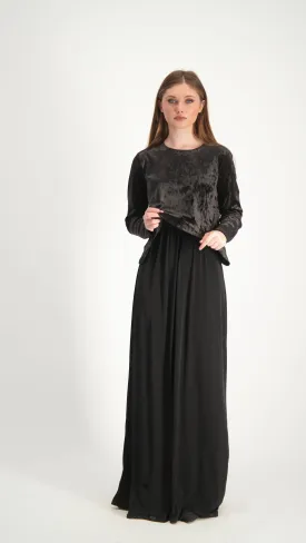 Velvet Maxi Nursing Dress / Black Ice