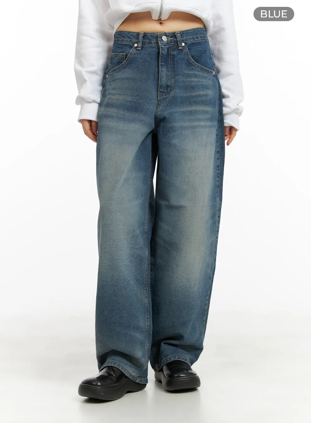 Washed Wide Leg Jeans CA419