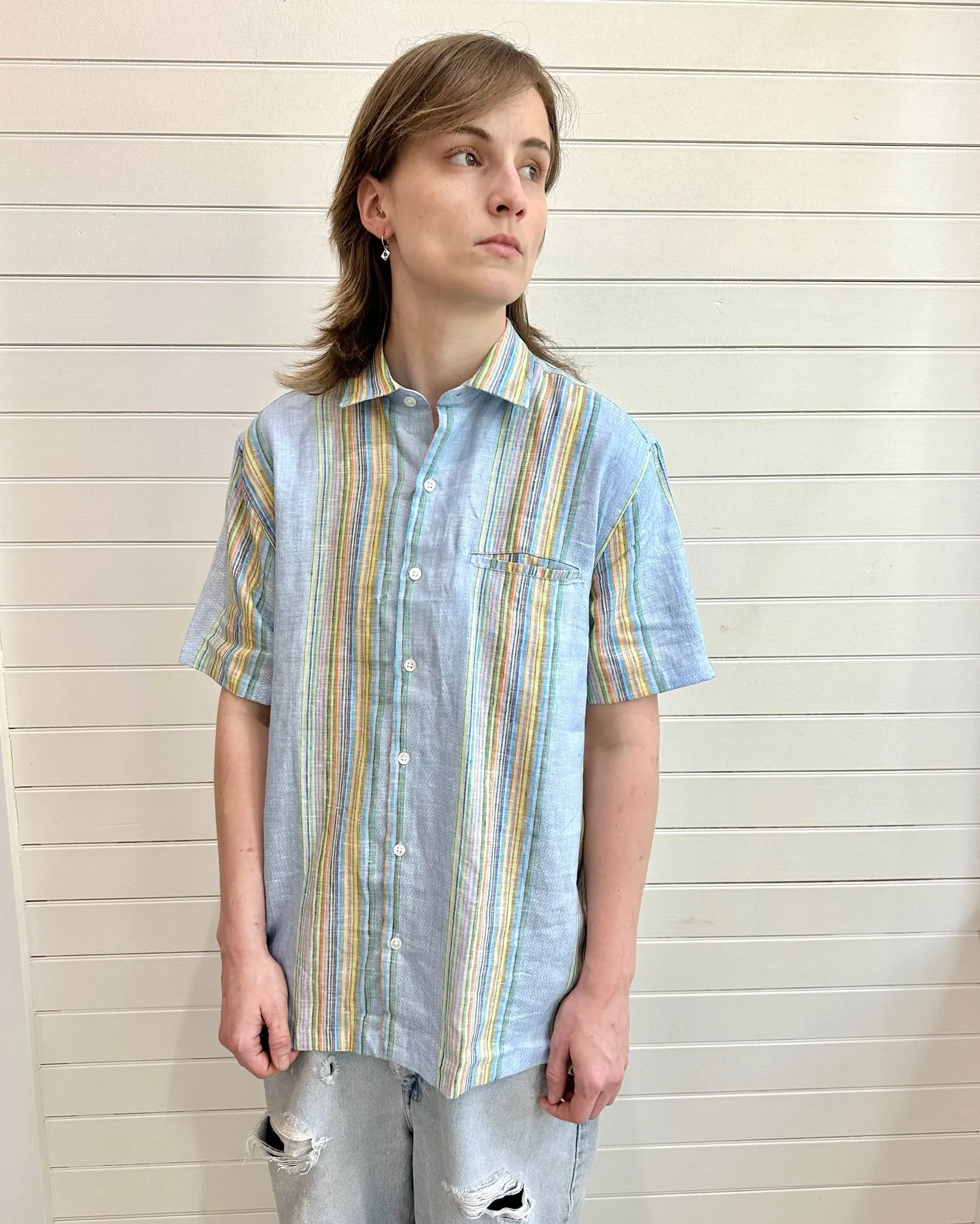 Welt Pocket Retro Stripe Shirt