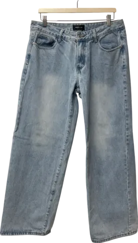 White Fox Bring The Style Low Rise Wide Leg Jeans Light Blue Wash UK L