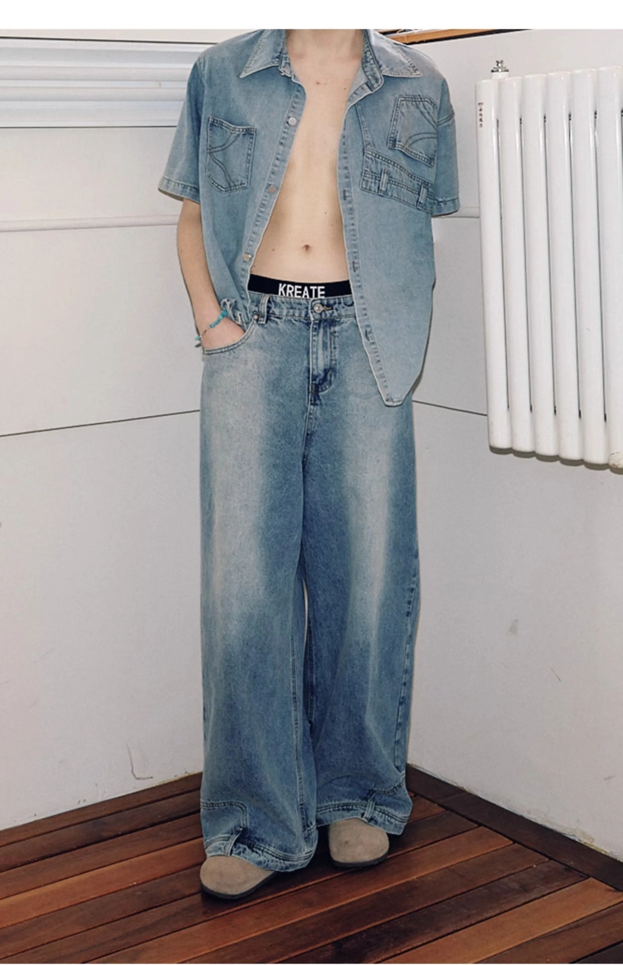 Wide Leg Inverted Jeans
