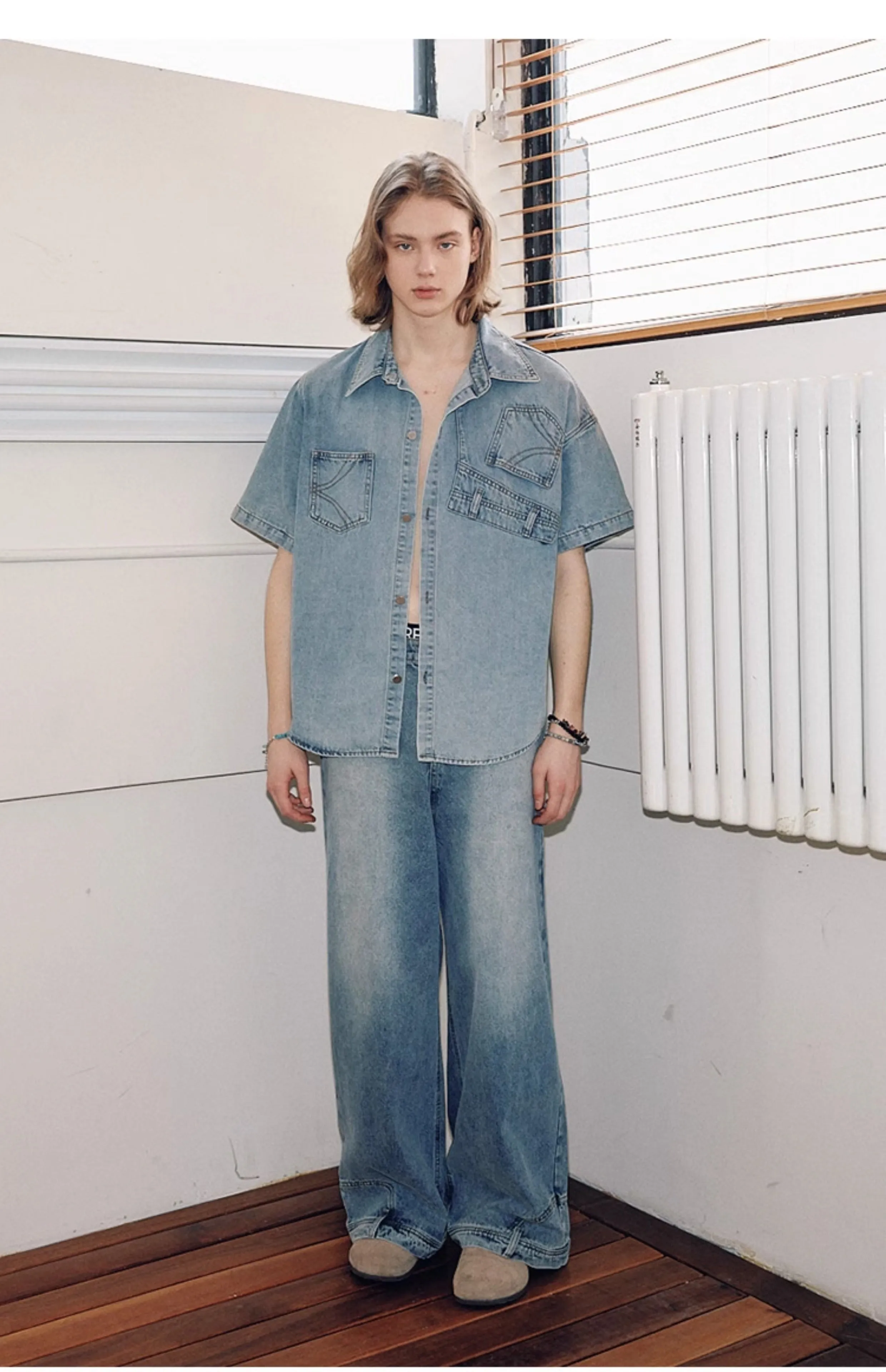 Wide Leg Inverted Jeans