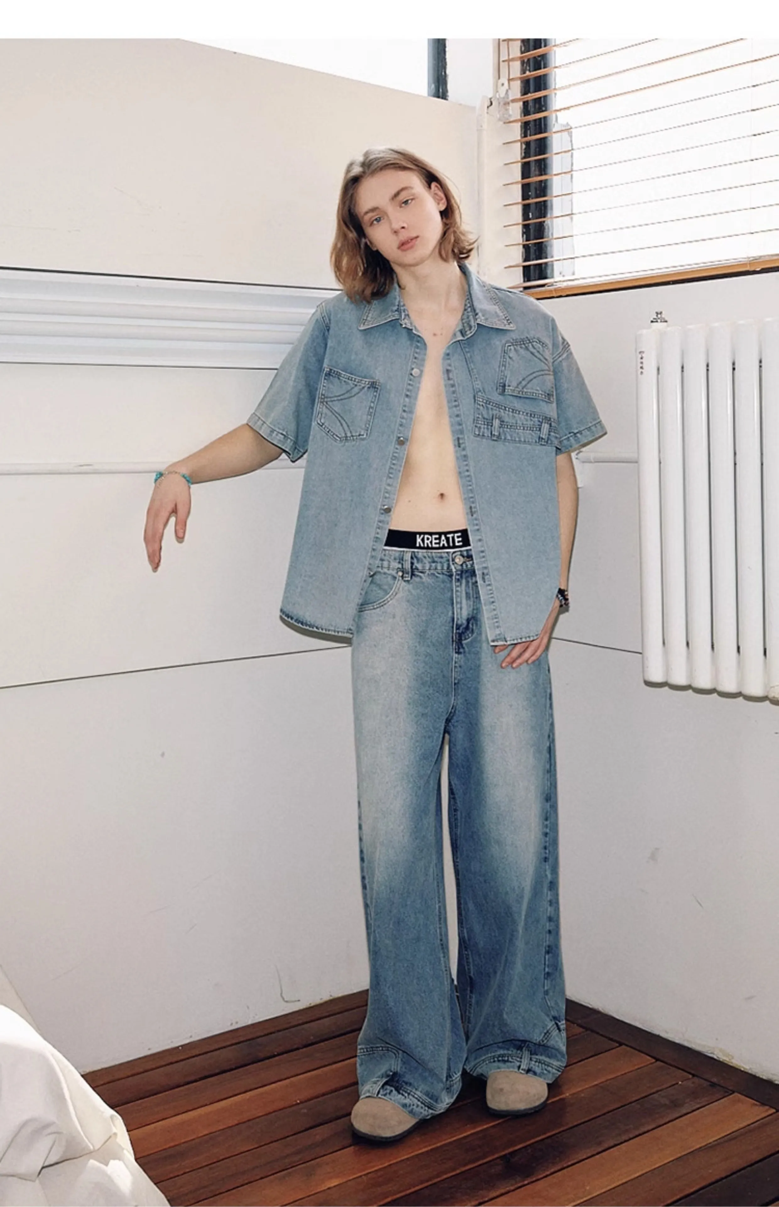 Wide Leg Inverted Jeans