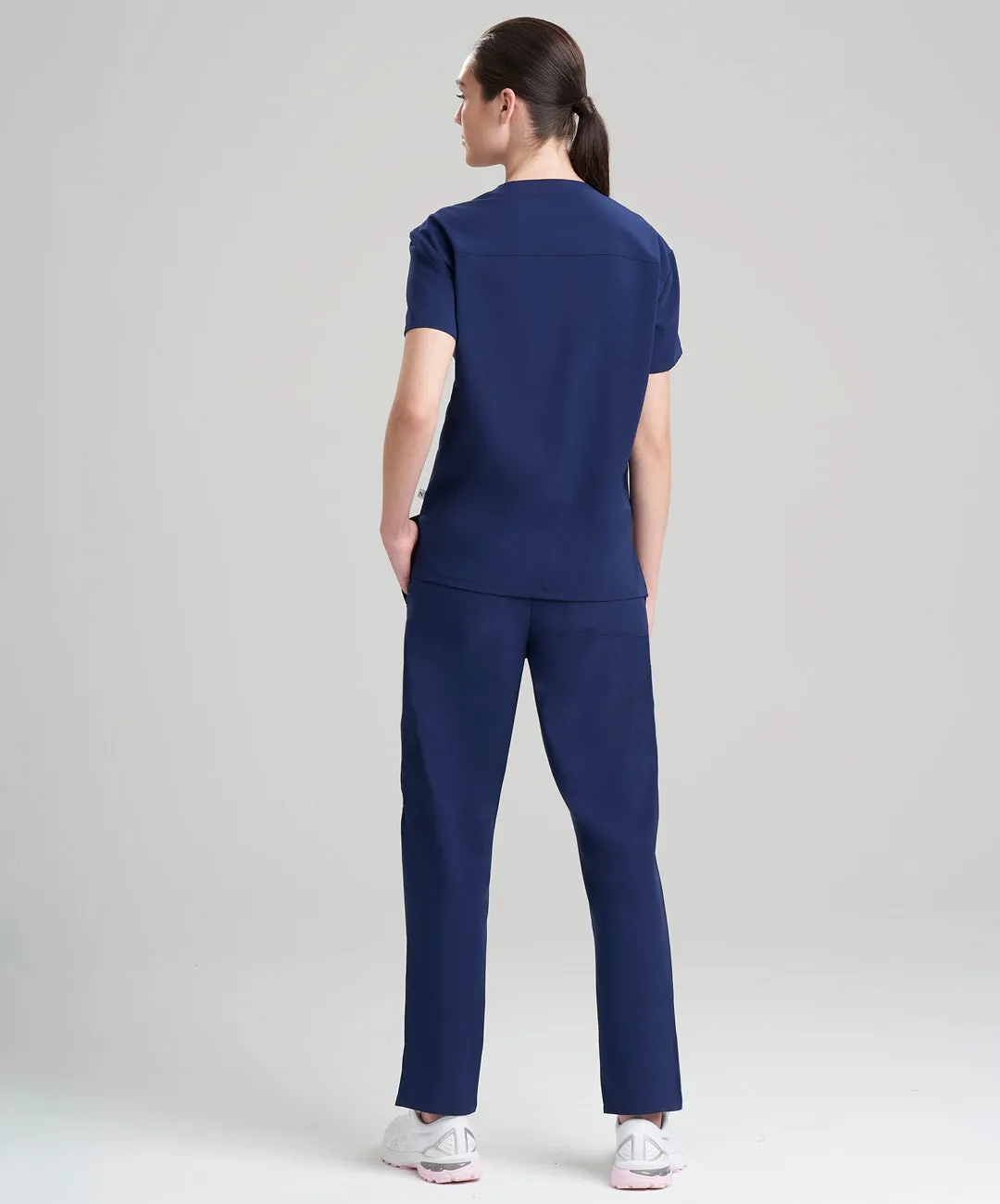 Womens 3-Pocket V-Neck Scrub Top & Straight Leg Scrub Pants