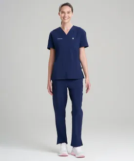 Womens 3-Pocket V-Neck Scrub Top & Straight Leg Scrub Pants