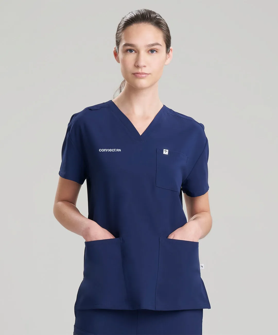 Womens 3-Pocket V-Neck Scrub Top & Straight Leg Scrub Pants